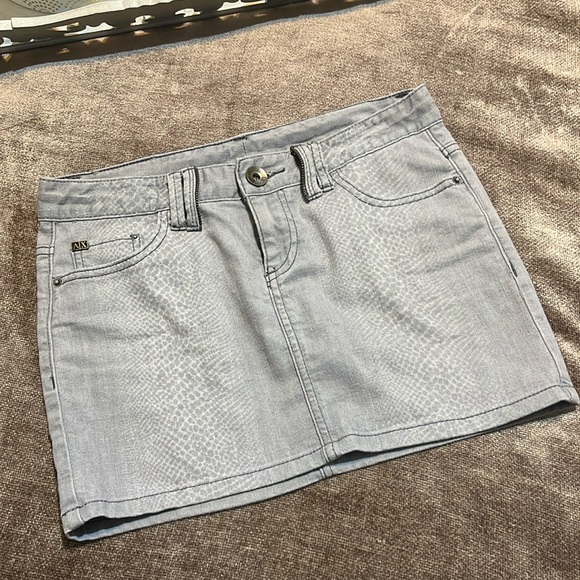 Armani Exchange Dresses & Skirts - AX Armani Exchange Gray Denim Mini Skirt with Subtle Snakeskin Print - Size 2